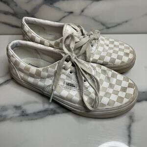 Vans Kids Black Cream White Checkerboard Low Top Lace Up Shoes Sz 3